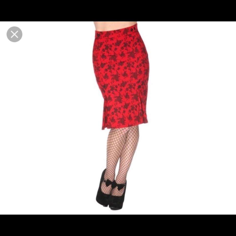 Voodoo Vixen Red Pencil Skirt
